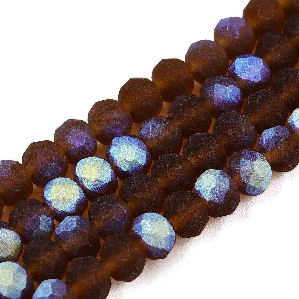 Facetkralen rondelle half AB plated peru matt 6mm - ±80 stuks-Kralen-Kraaltjes van Renate