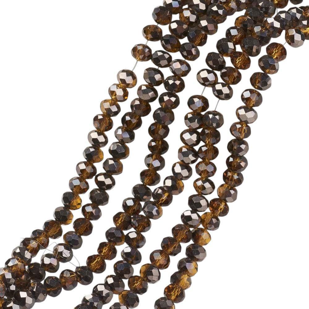 Facetkralen rondelle half black plated brown 6mm - ±85 stuks-Kralen-Kraaltjes van Renate