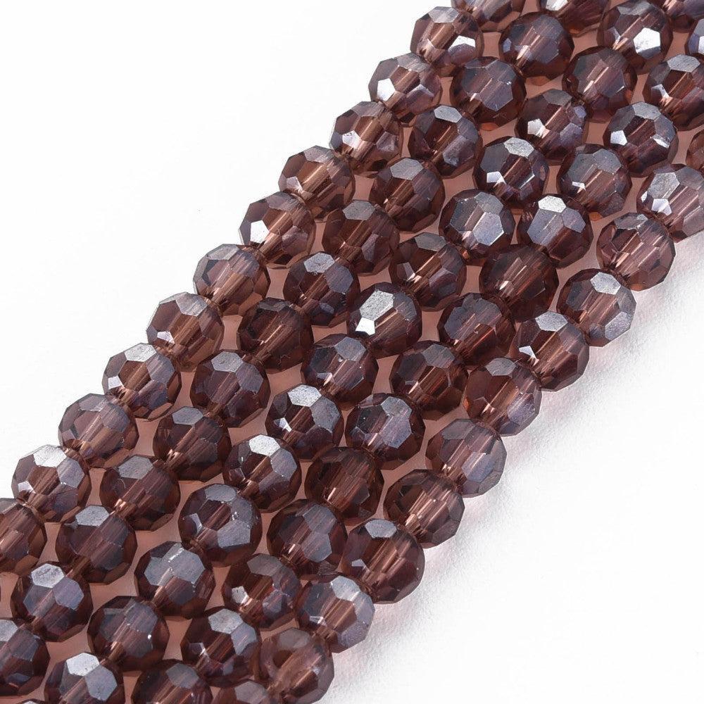 Facetkralen rondelle pearl luster plated brown 4mm - ±87 stuks-Kralen-Kraaltjes van Renate