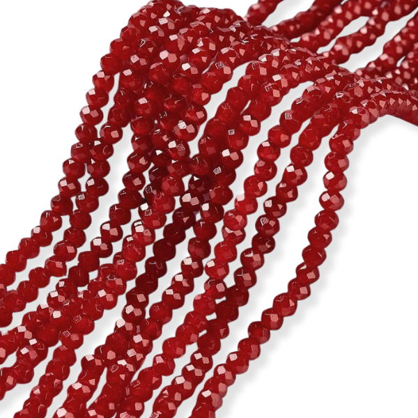 Facetkralen rondelle red 3x2mm - ±130 stuks-Kralen-Kraaltjes van Renate