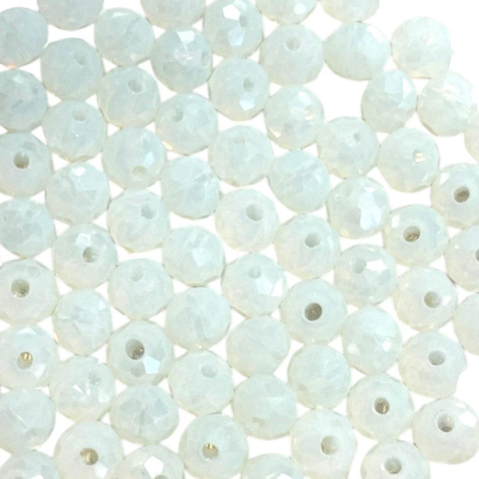 Facetkralen wit parelmoer glans 6x5mm - ±83 stuks-Kralen-Kraaltjes van Renate