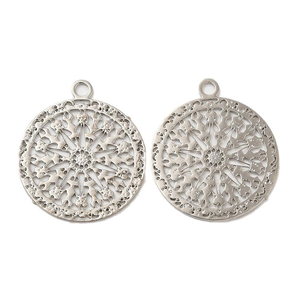 Filigraan hanger mandala zilver 16x14x0.3mm-bedels-Kraaltjes van Renate