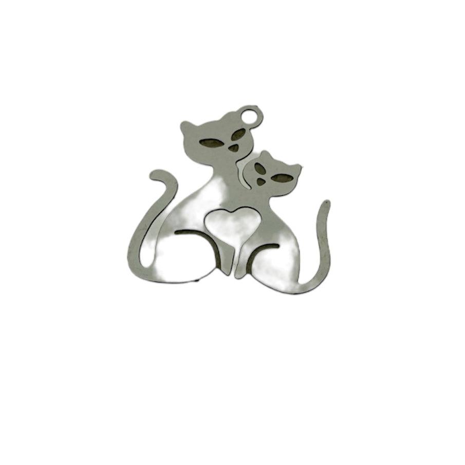 Filigram Hanger cats RVS Zilver 18mm-bedels-Kraaltjes van Renate