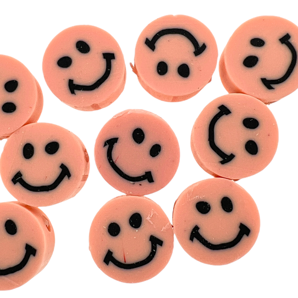 Fimo Smiley peach 10mm - 10 stuks-Kralen-Kraaltjes van Renate