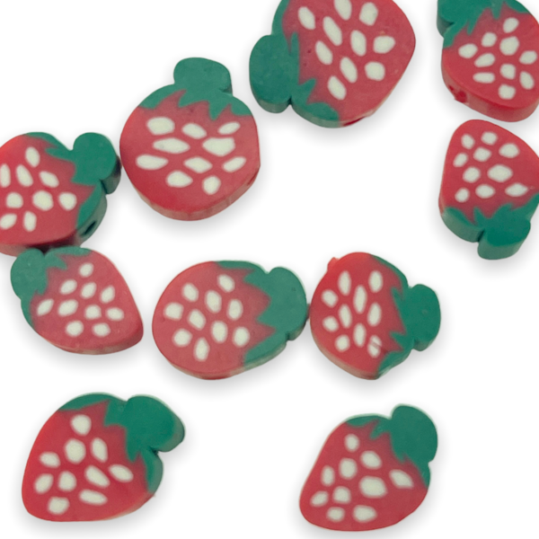Fimo aardbeien rood 10mm - 10 stuks-Kralen-Kraaltjes van Renate
