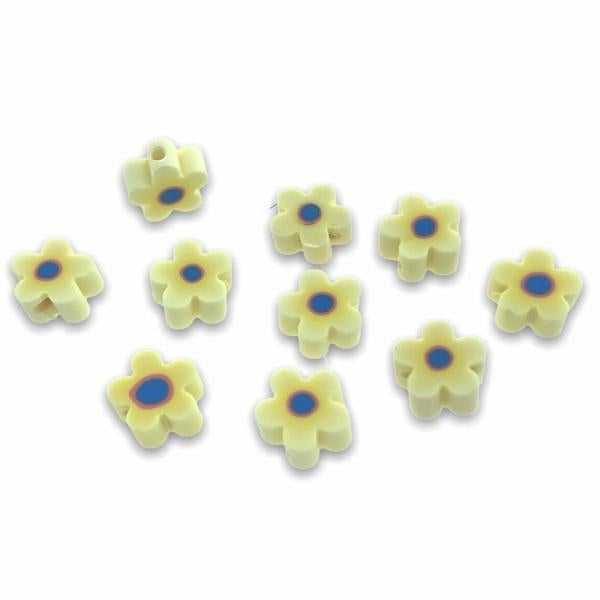 Fimo bloem beige 10mm - 5 stuks-Kraaltjes van Renate
