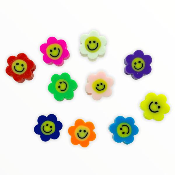 Fimo bloem mix smiley 10mm - 10 stuks-Kraaltjes van Renate