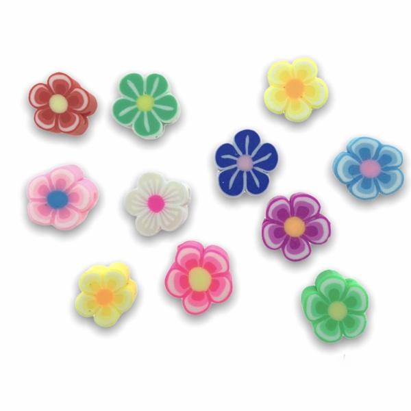 Fimo bloem multicolor 10mm - 10 stuks-Kraaltjes van Renate
