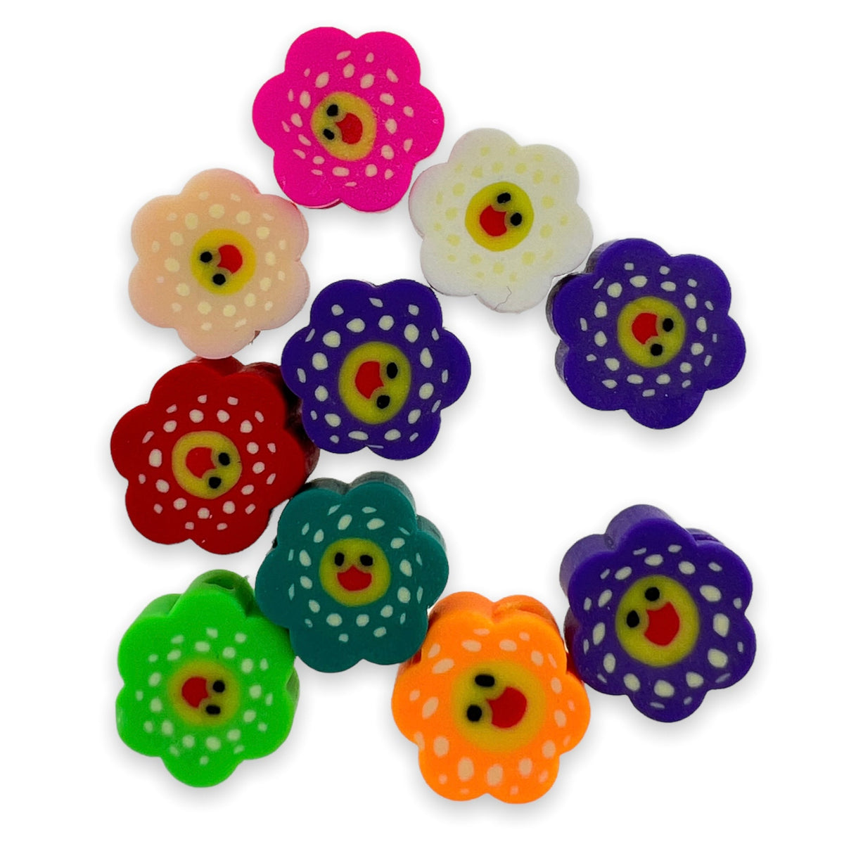 Fimo bloem multicolor 10mm - 10 stuks-Kralen-Kraaltjes van Renate