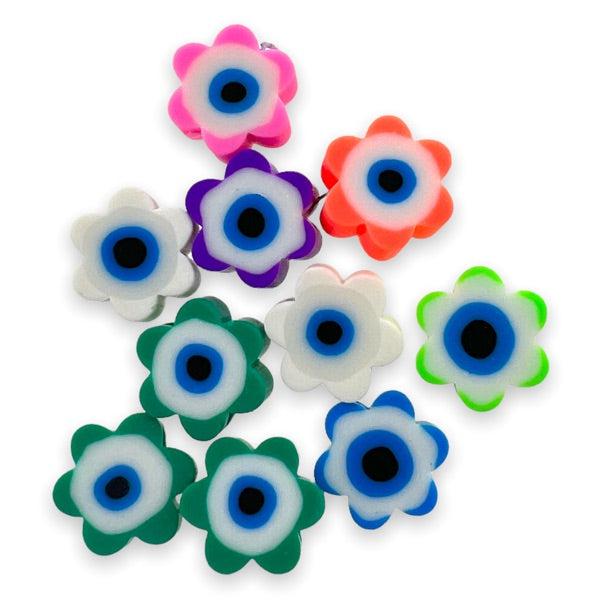 Fimo bloem oog 10mm - 10 stuks-Kralen-Kraaltjes van Renate