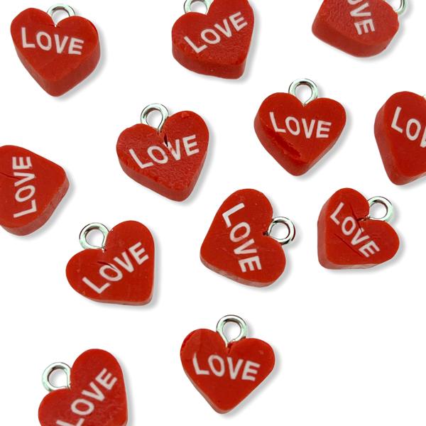 Fimo hart love rood 10mm - 5 stuks-Kraaltjes van Renate