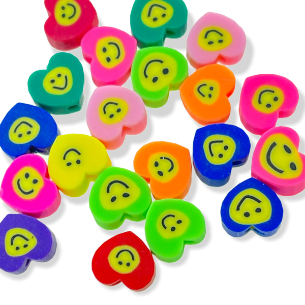 Fimo hart mix smiley 10mm - 10 stuks-Kralen-Kraaltjes van Renate
