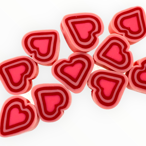 Fimo hartje LichtRoze-Roze 10mm - 10 stuks-Kralen-Kraaltjes van Renate
