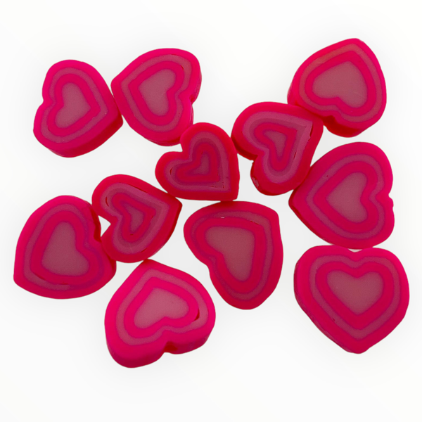 Fimo hartje Roze 10mm - 10 stuks-Kralen-Kraaltjes van Renate
