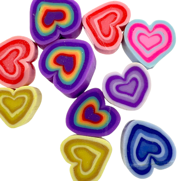 Fimo hartjes kleur mix 10mm - 10 stuks-Kralen-Kraaltjes van Renate