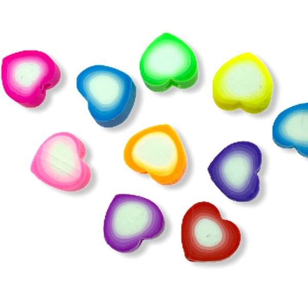 Fimo hartjes mix 10mm - 10 stuks-Kraaltjes van Renate