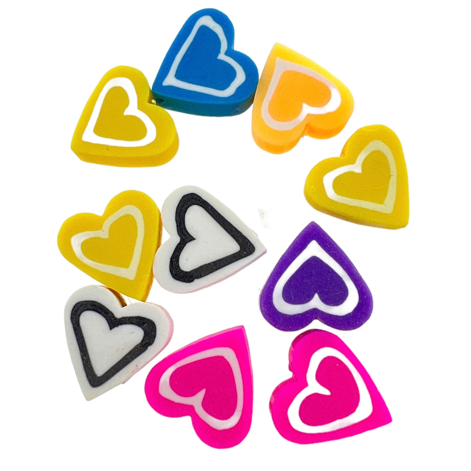 Fimo hartjes mix 10mm - 10 stuks-Kralen-Kraaltjes van Renate