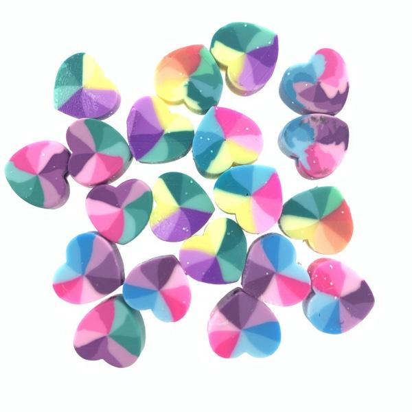 Fimo hartjes mix 10x10mm - 10 stuks-Kraaltjes van Renate