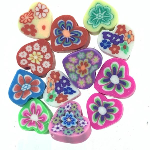 Fimo hartjes mix 10x10mm - 12 stuks-Kraaltjes van Renate