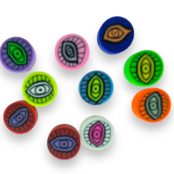 Fimo kralen Eye multicolor 10mm - 10 stuks-Kralen-Kraaltjes van Renate