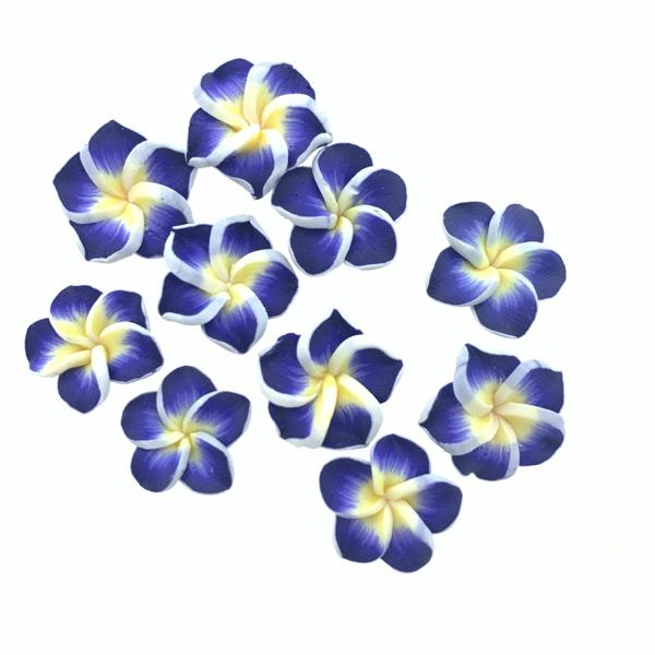 Fimo kralen Hawaii Roosjes blauw ±15x8mm - 10 stuks-Kraaltjes van Renate