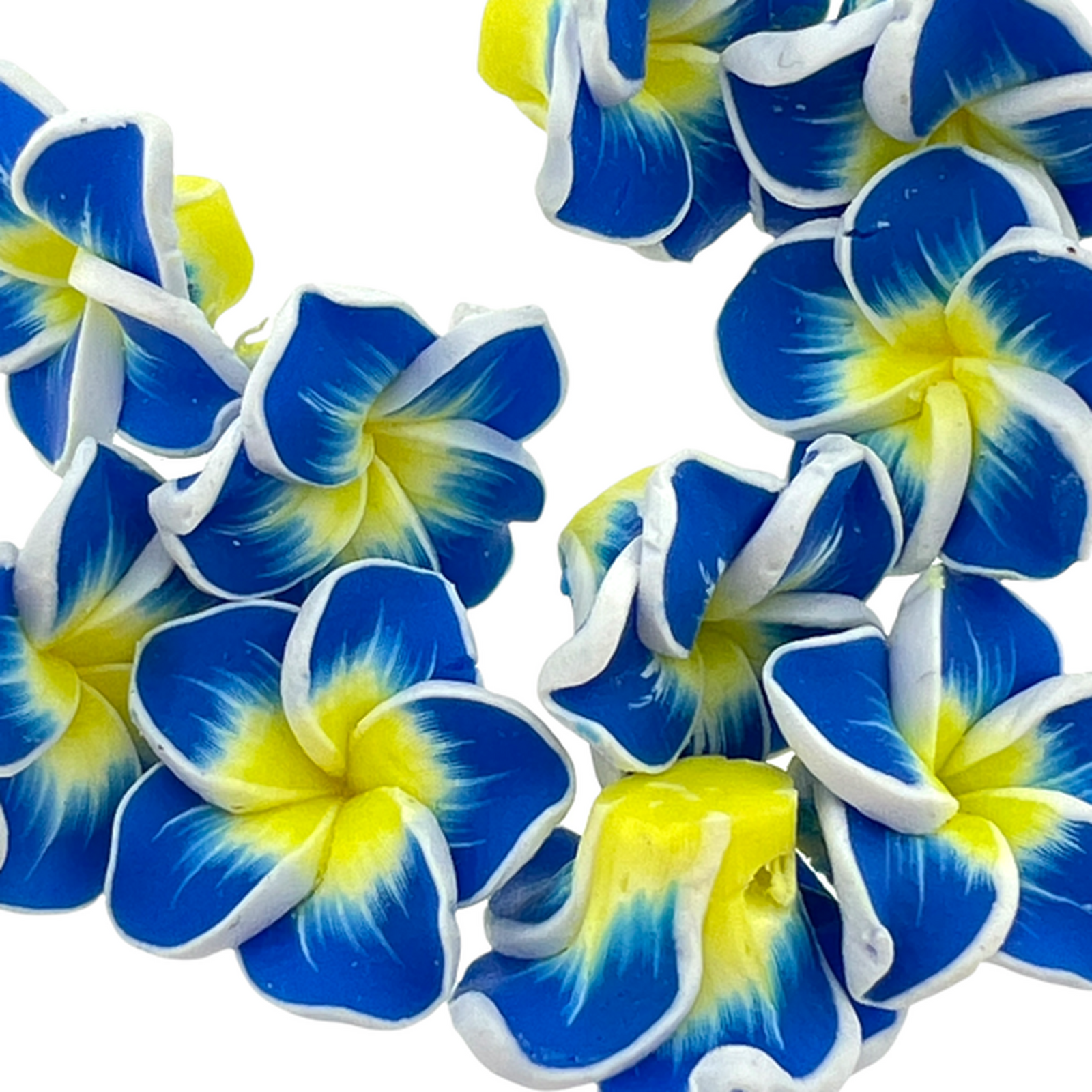 Fimo kralen Hawaii Roosjes blauw ±15x8mm - 10 stuks-Kralen-Kraaltjes van Renate