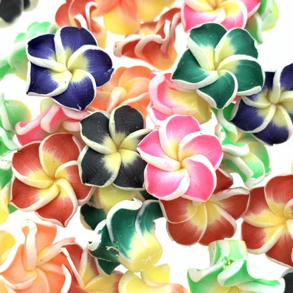 Fimo kralen Hawaii Roosjes mix ±15x8mm - 10 stuks-Kraaltjes van Renate