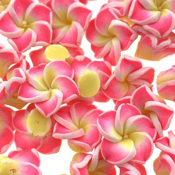 Fimo kralen Hawaii Roosjes roze ±15x8mm - 10 stuks-Kraaltjes van Renate