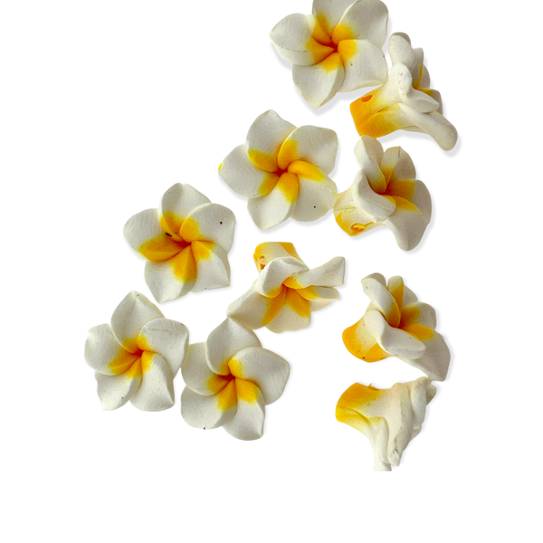 Fimo kralen Hawaii Roosjes wit ±15x8mm - 10 stuks-Kralen-Kraaltjes van Renate