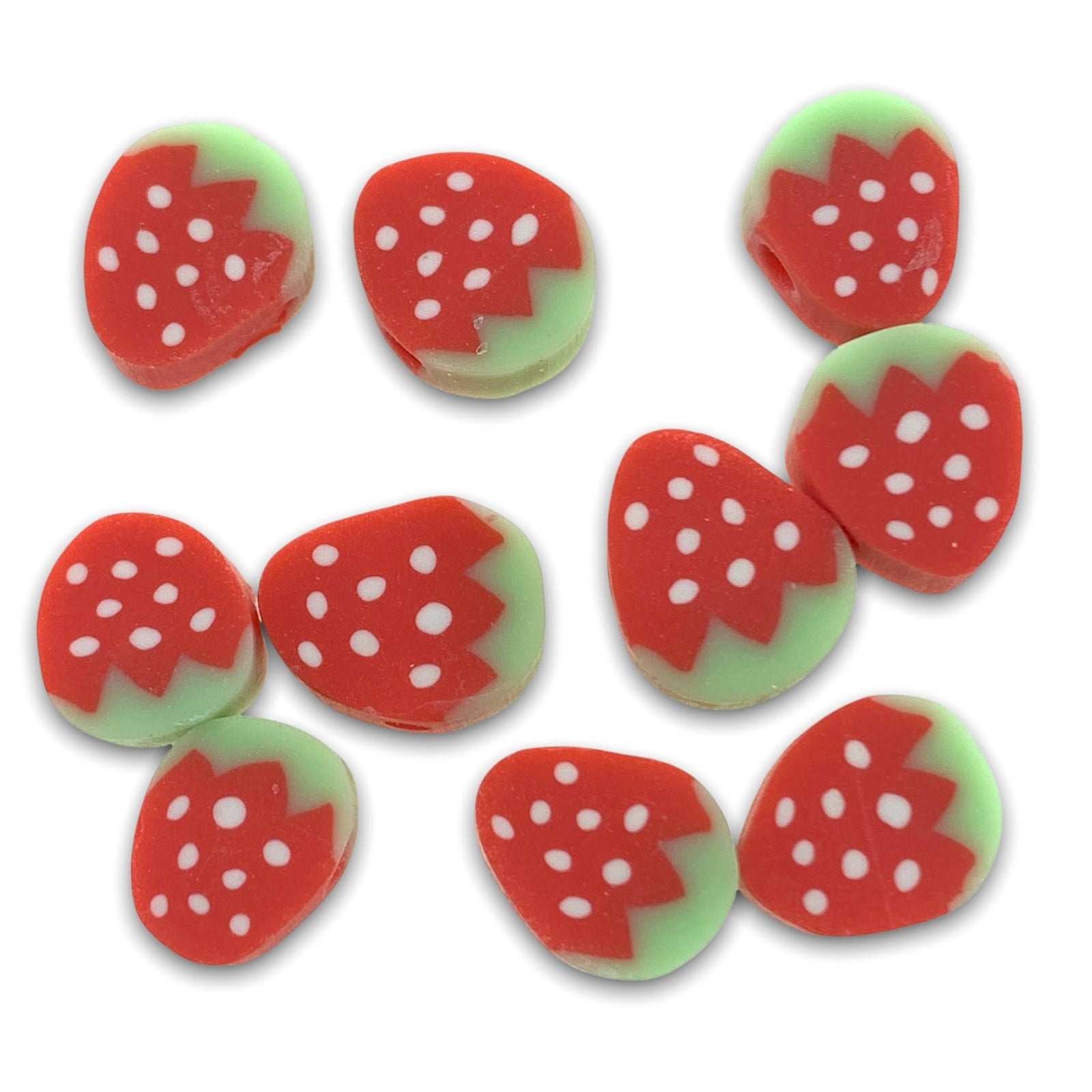 Fimo kralen aardbei rood 10mm - 10 stuks-Kralen-Kraaltjes van Renate