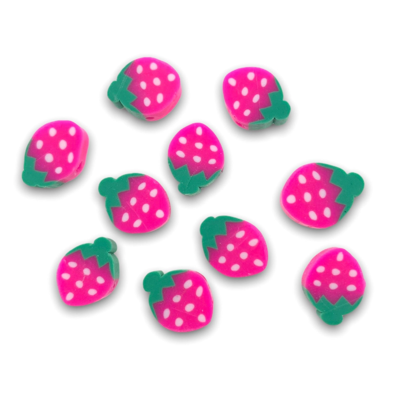 Fimo kralen aardbei roze 10mm - 10 stuks-Kralen-Kraaltjes van Renate