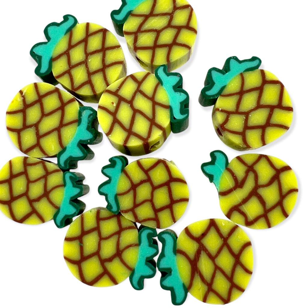 Fimo kralen ananas geel ±10mm - 10 stuks-Kralen-Kraaltjes van Renate