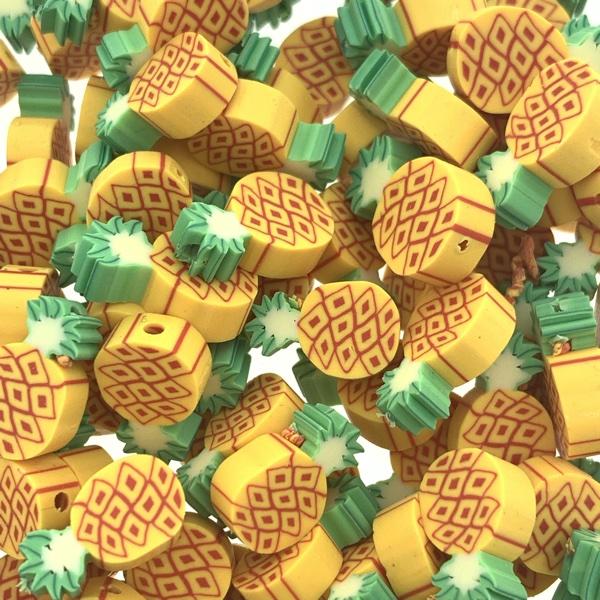 Fimo kralen ananas geel ±18x9mm - 10 stuks-Kraaltjes van Renate