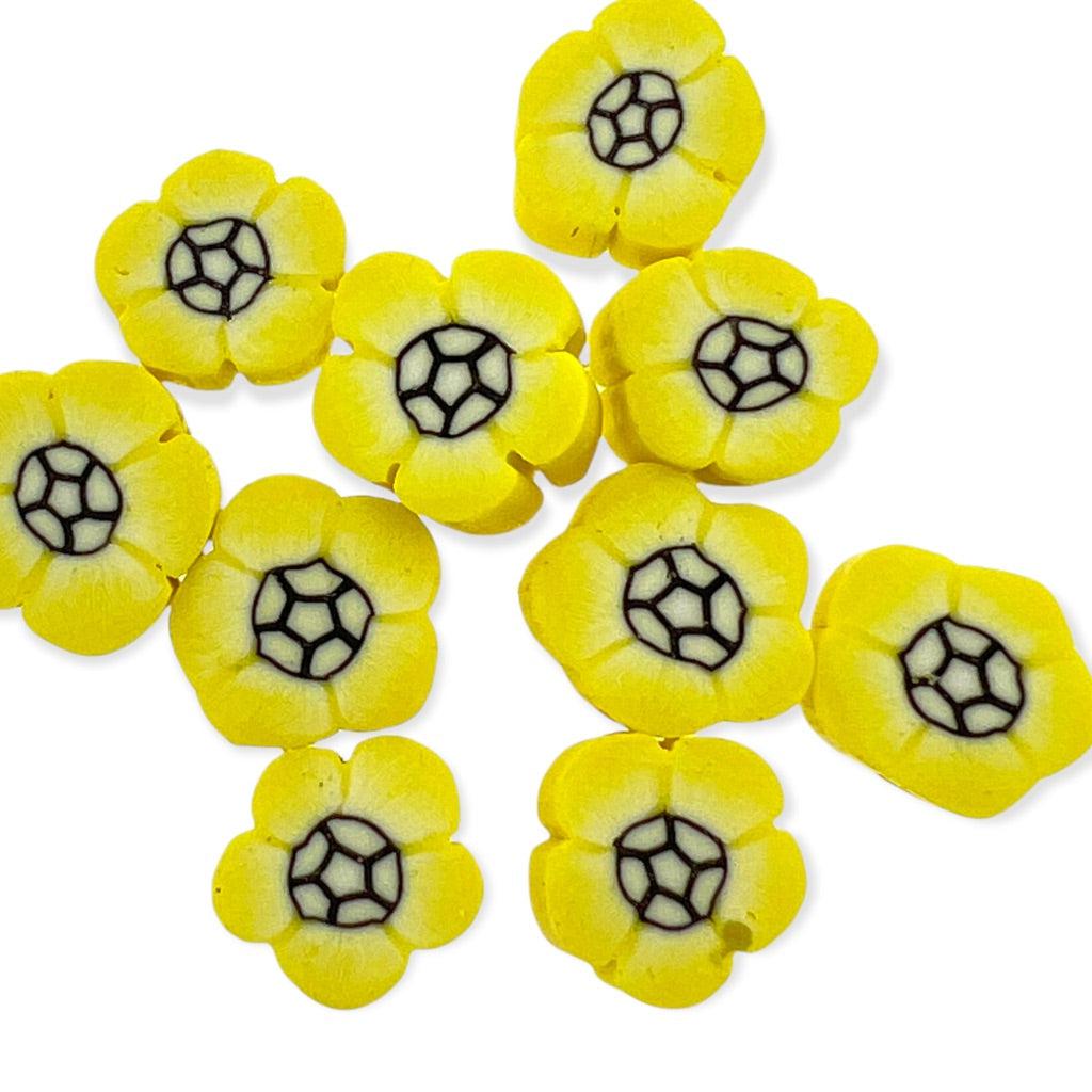 Fimo kralen bloem geel ±10mm - 10 stuks-Kralen-Kraaltjes van Renate