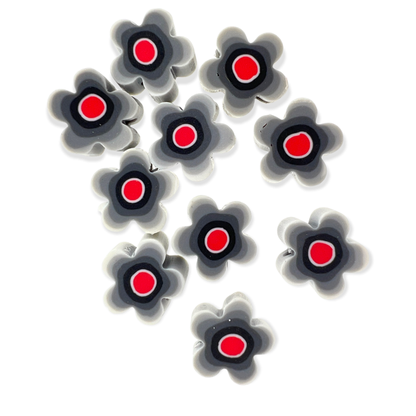 Fimo kralen bloem grijs 10mm - 10 stuks-Kralen-Kraaltjes van Renate