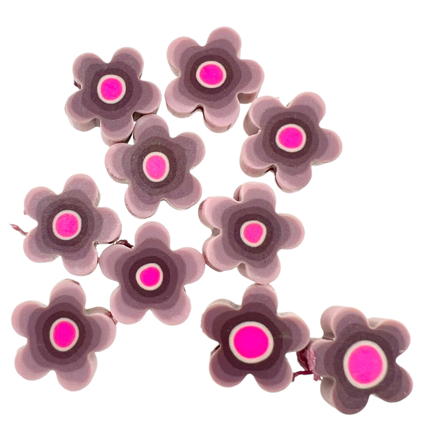 Fimo kralen bloem lila-roze 10mm - 10 stuks-Kralen-Kraaltjes van Renate