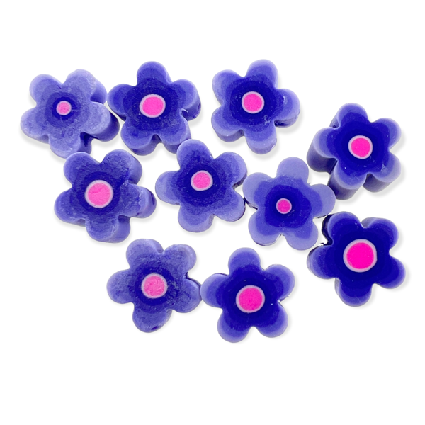 Fimo kralen bloem paars 10mm - 10 stuks-Kralen-Kraaltjes van Renate