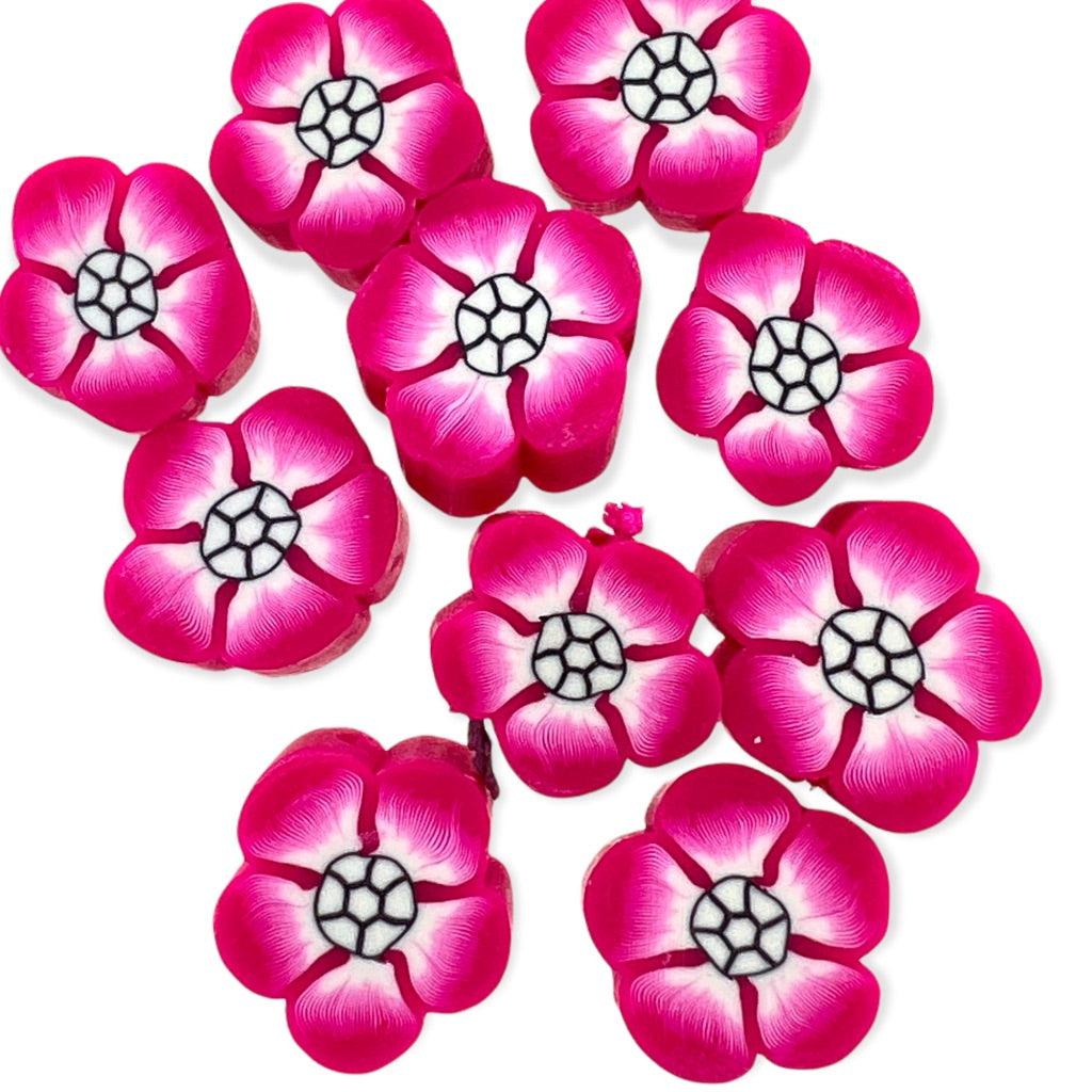 Fimo kralen bloem roze ±10mm - 10 stuks-Kralen-Kraaltjes van Renate