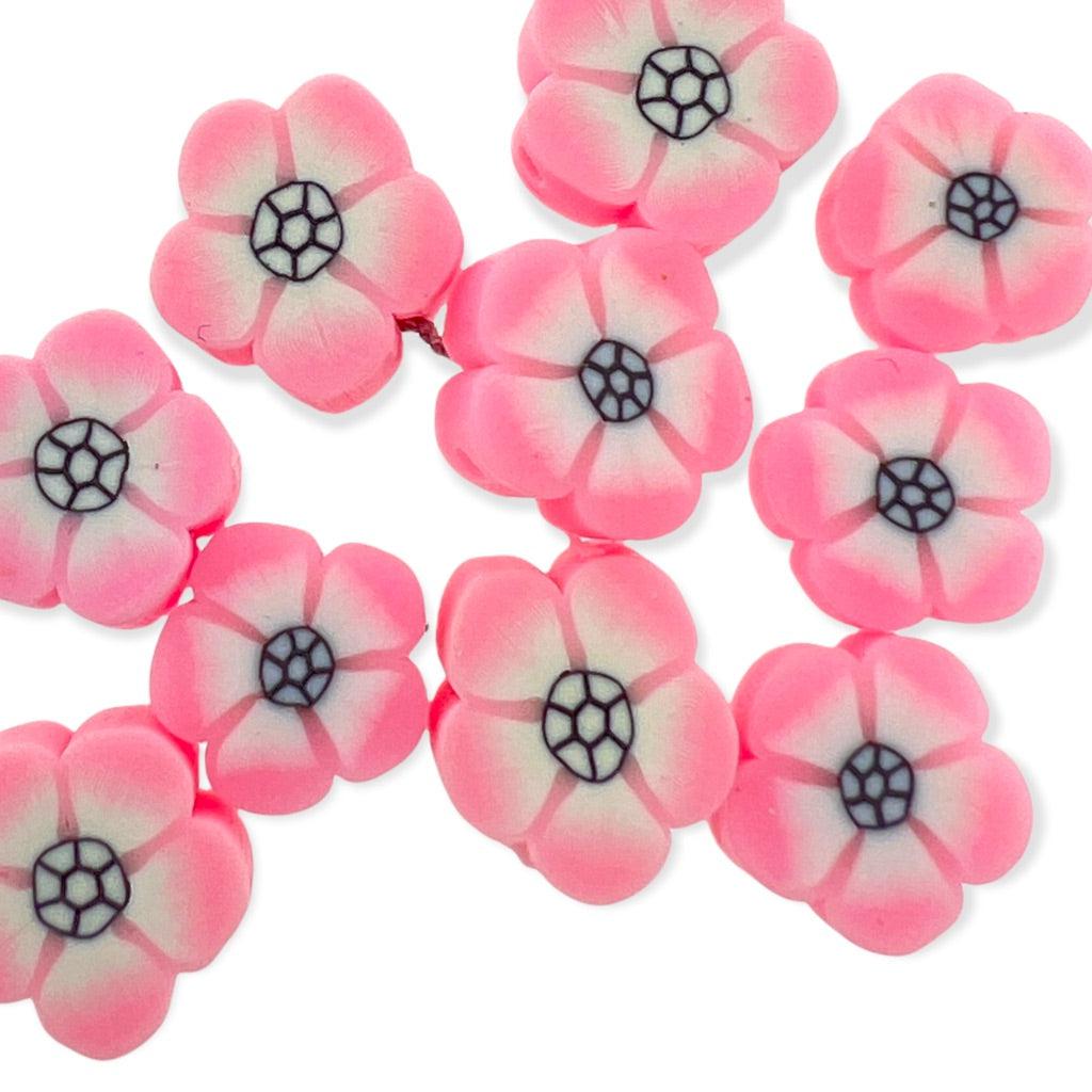 Fimo kralen bloem roze ±10mm - 10 stuks-Kralen-Kraaltjes van Renate
