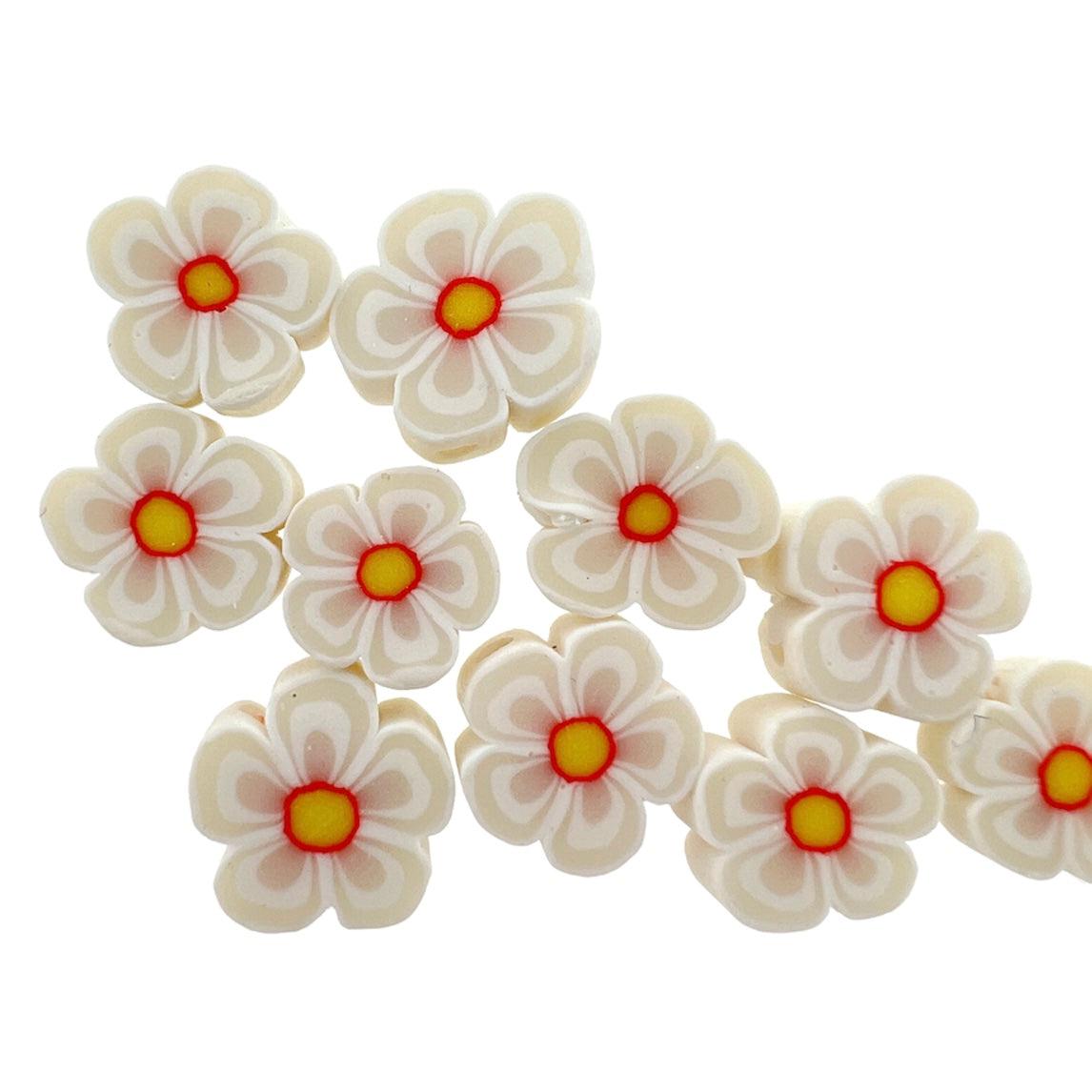 Fimo kralen bloem wit 10mm - 10 stuks-Kralen-Kraaltjes van Renate