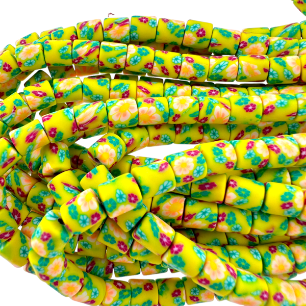 Fimo kralen bloemetjes Geel multicolor 6mm - ±20 stuks-Kralen-Kraaltjes van Renate