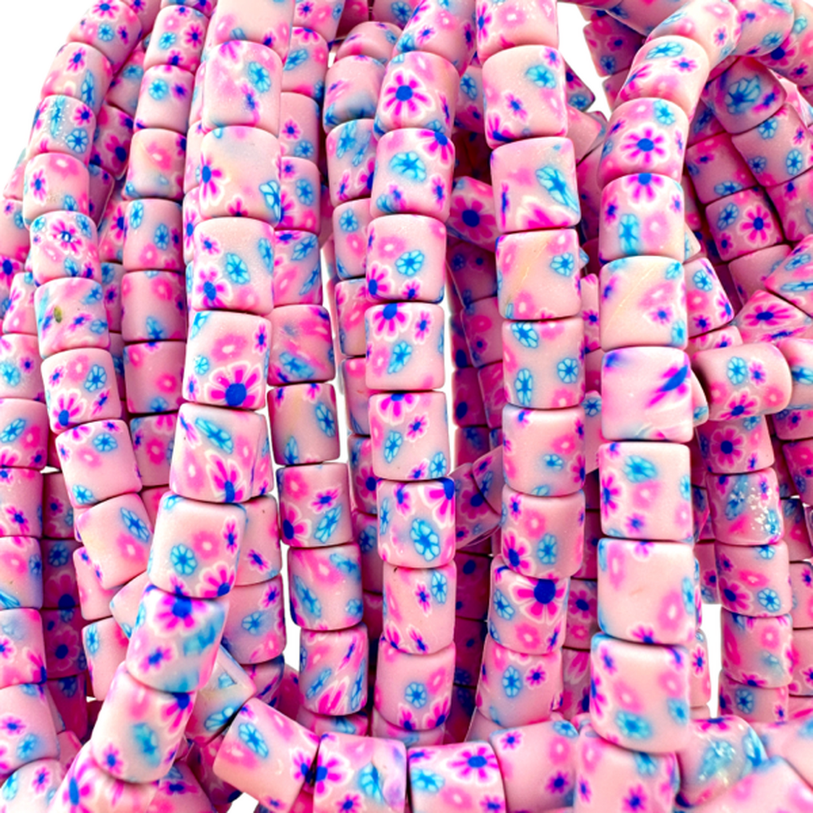 Fimo kralen bloemetjes Roze multicolor 6mm - ±20 stuks-Kralen-Kraaltjes van Renate