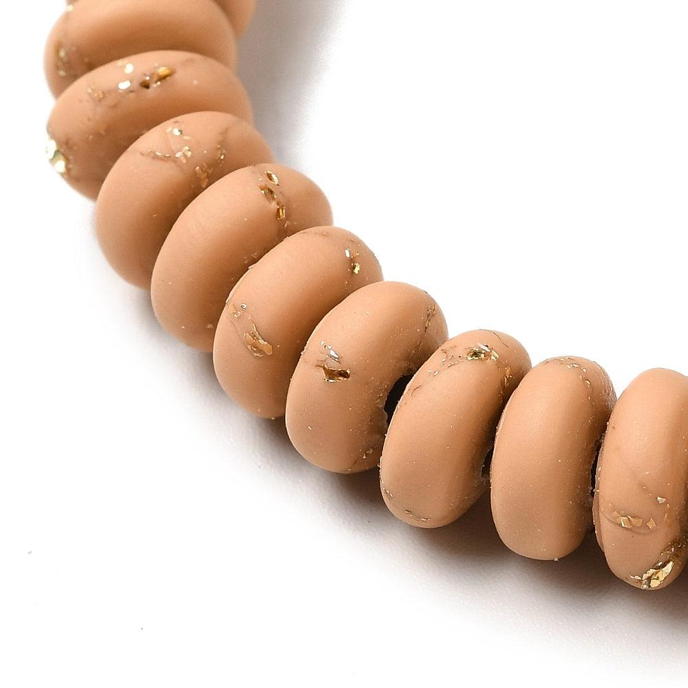 Fimo kralen brown gold foil 6x3mm- 20 stuks-Kralen-Kraaltjes van Renate