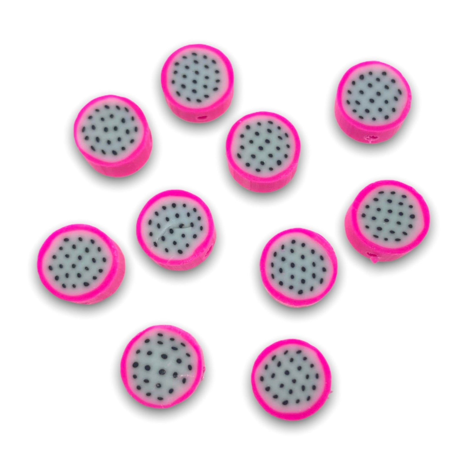 Fimo kralen drakenfruit roze 10mm - 10 stuks-Kralen-Kraaltjes van Renate