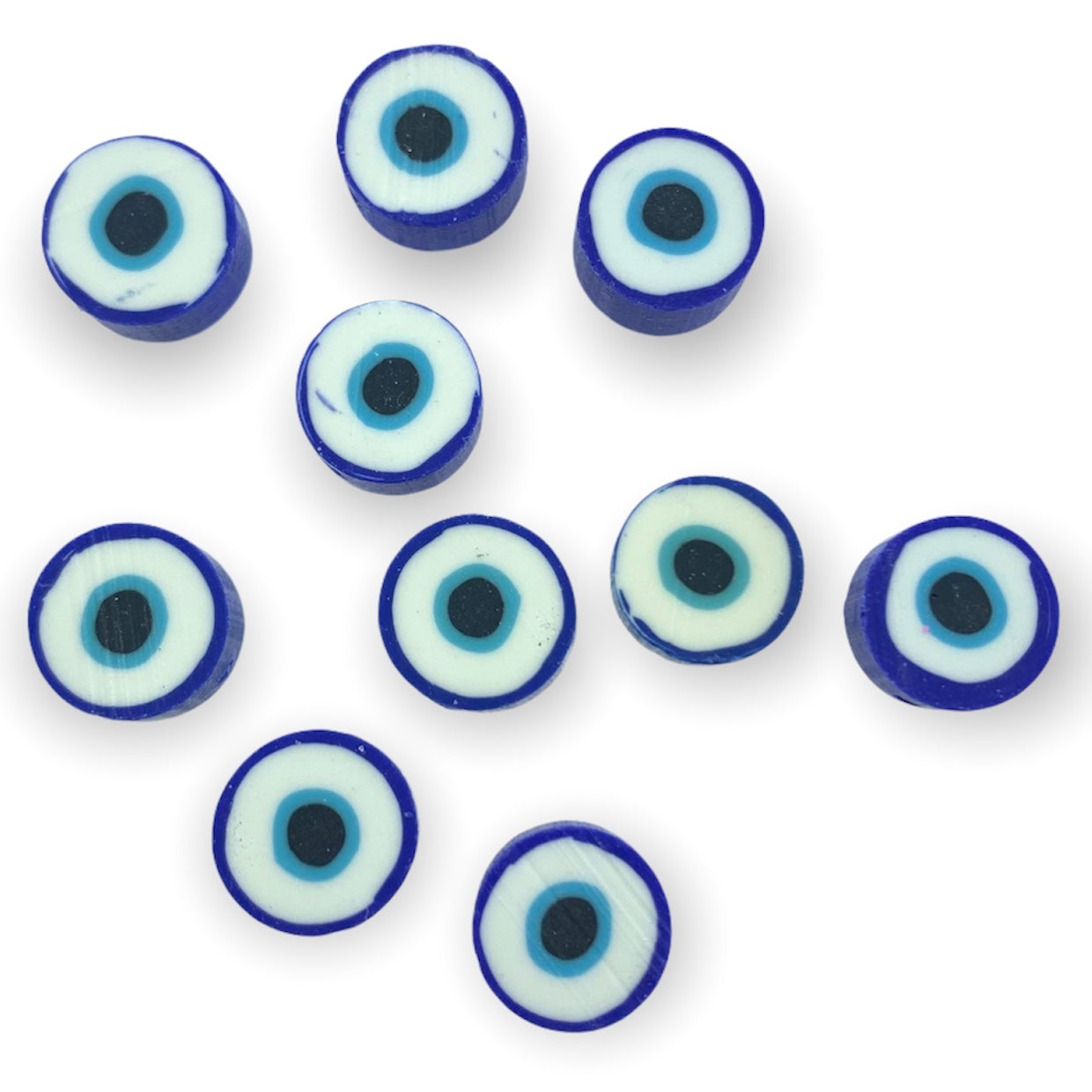 Fimo kralen evil eye blauw 10mm - 10 stuks-Kralen-Kraaltjes van Renate