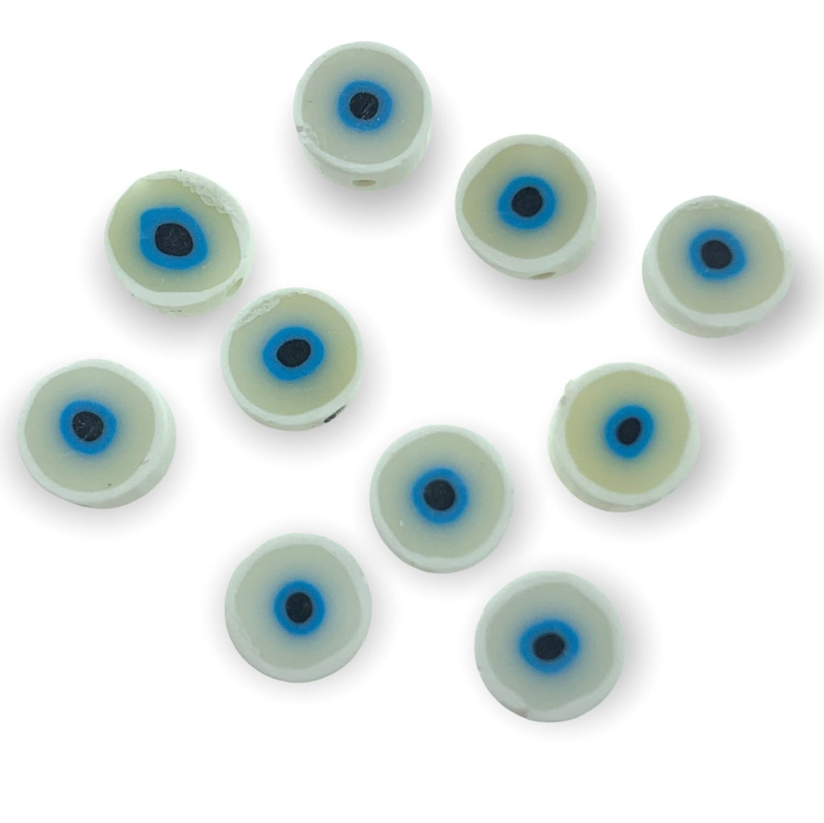 Fimo kralen evil eye wit 10mm - 10 stuks-Kralen-Kraaltjes van Renate