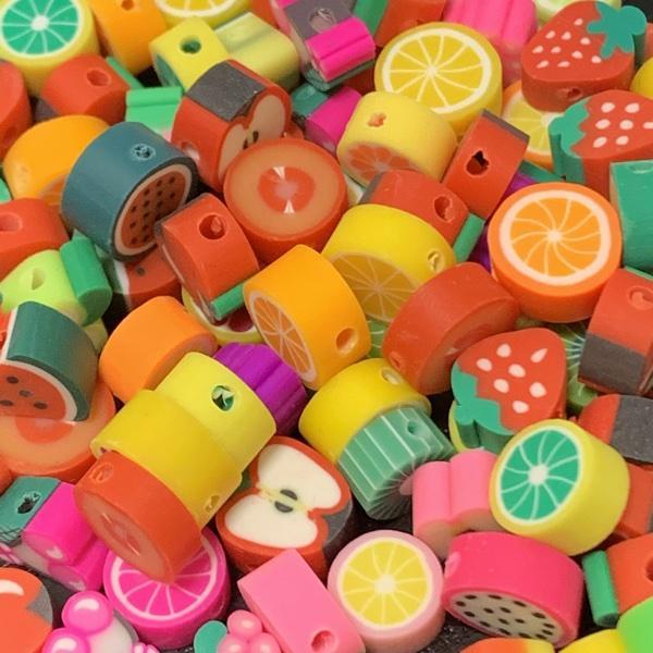 Fimo kralen fruit mix ±12x10mm - 15 stuks-Kraaltjes van Renate