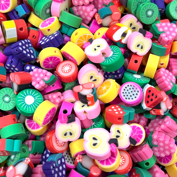 Fimo kralen fruit mix ±12x10mm - 12 stuks-Kralen-Kraaltjes van Renate