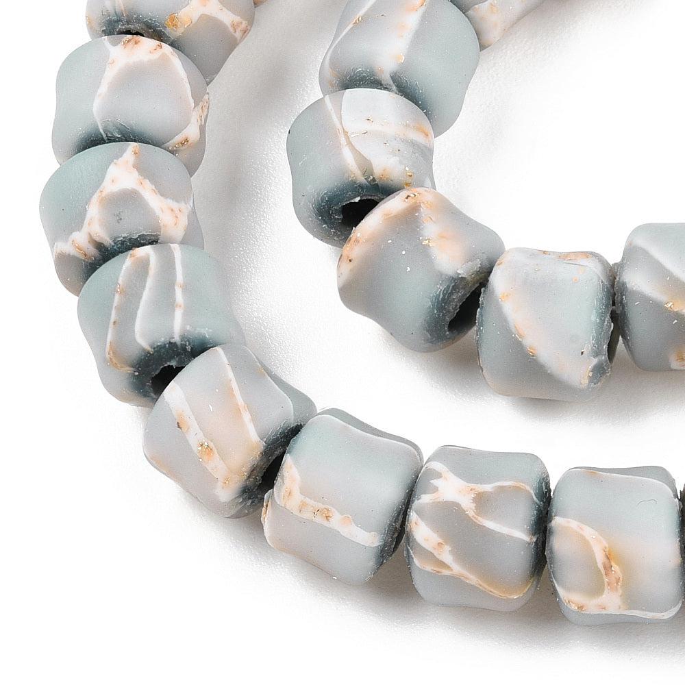 Fimo kralen grey gold foil 7x6mm- 15 stuks-Kralen-Kraaltjes van Renate