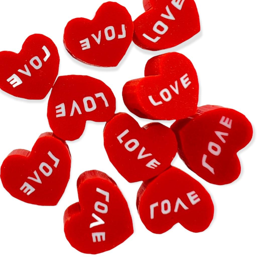 Fimo kralen hart love rood ±10mm - 10 stuks-Kralen-Kraaltjes van Renate